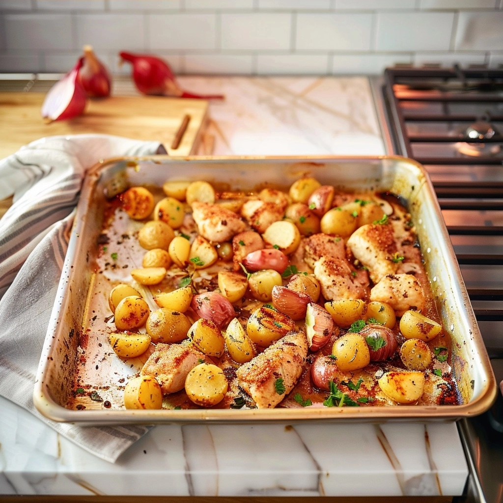 Garlic Chicken and Potatoes Sheet Pan Dinner