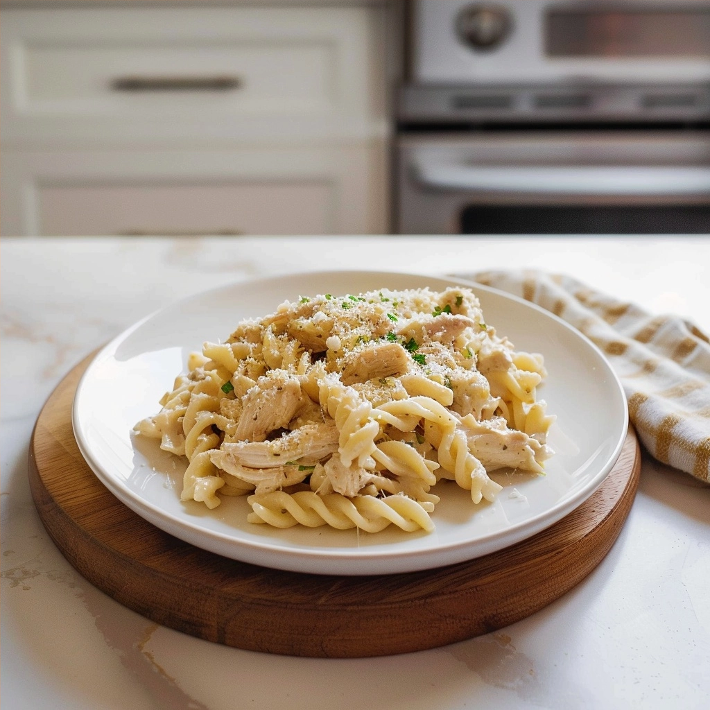 Crockpot Garlic Parmesan Chicken Pasta Recipe
