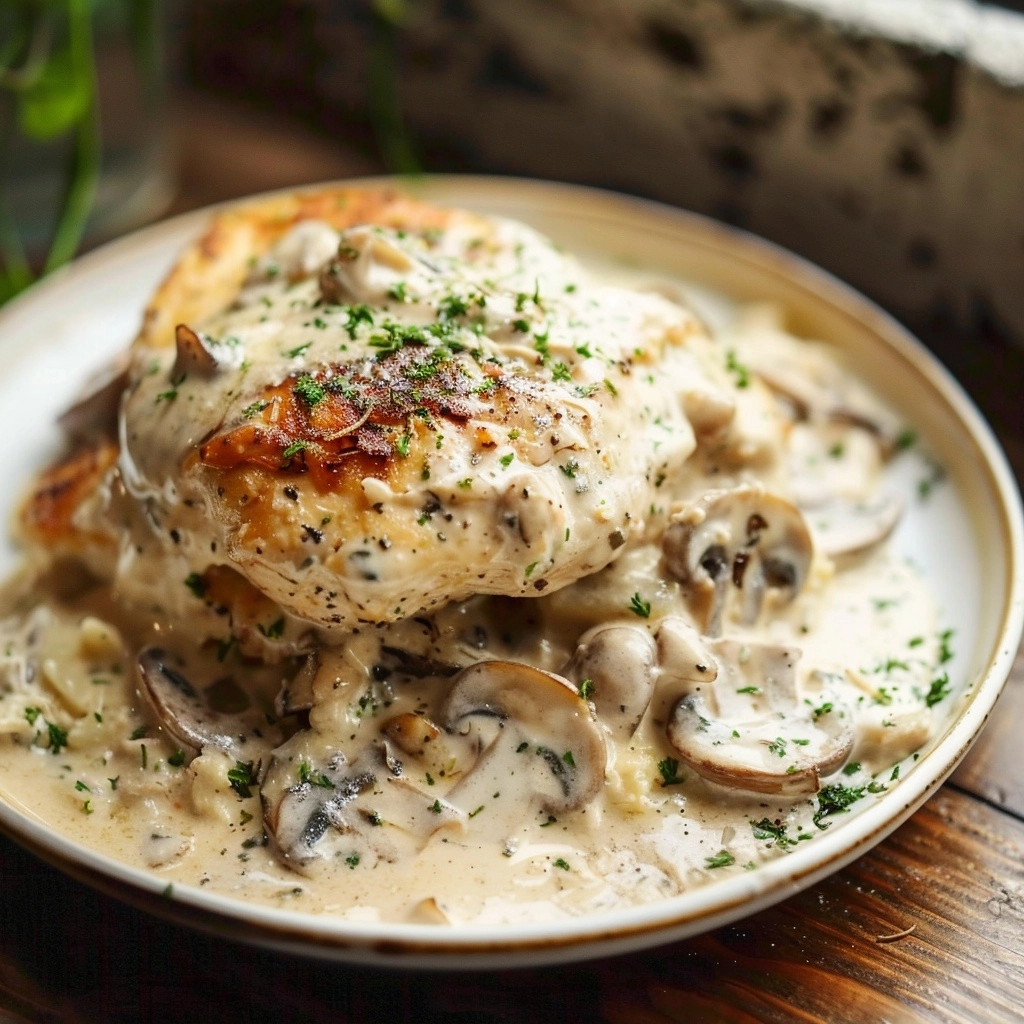 Creamy Garlic Mushroom Chicken Recipe