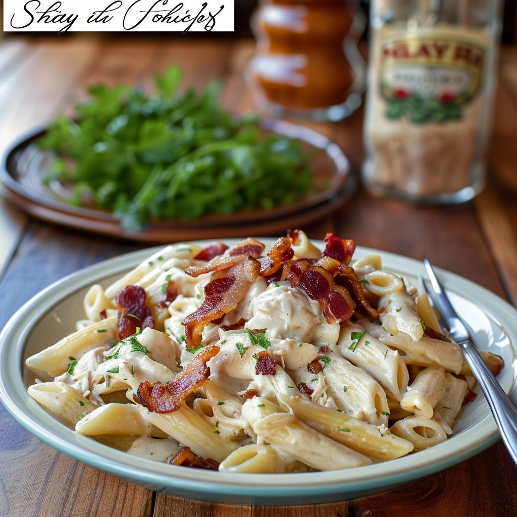 Smothered Bacon Ranch Chicken Penne Pasta - Laugh With Us Blog