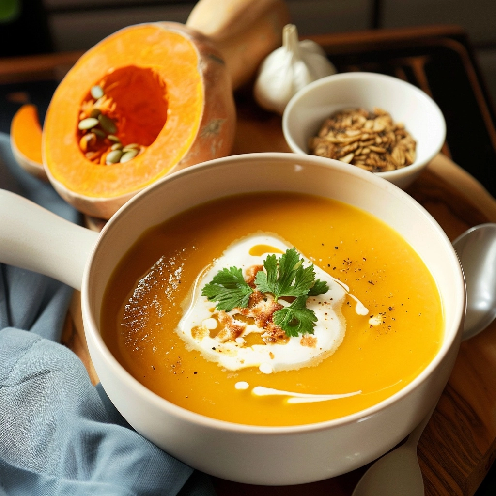 Roasted Butternut, Sweet Potato and Carrot Soup
