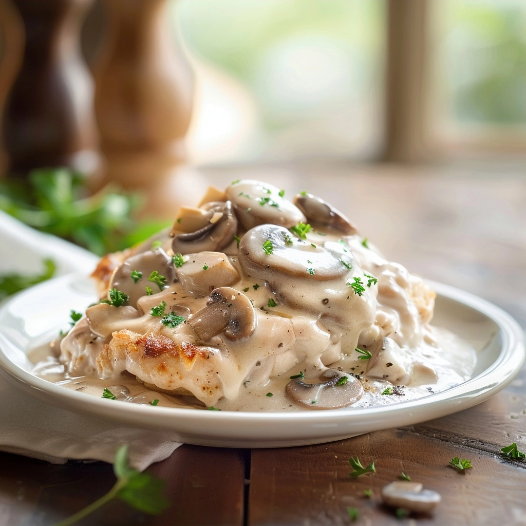 Creamy Mushroom Chicken Creamy and juicy chicken smothered