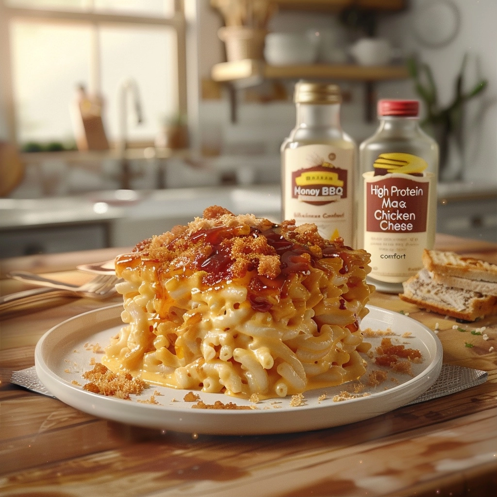 High Protein Honey BBQ Chicken Mac & Cheese