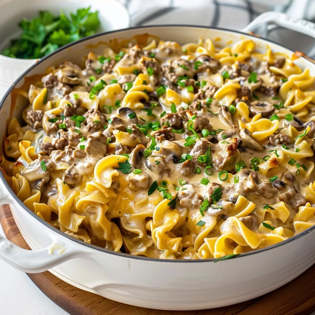This beef stroganoff casserole recipe is an easy, make-ahead dinner that gives you comfort