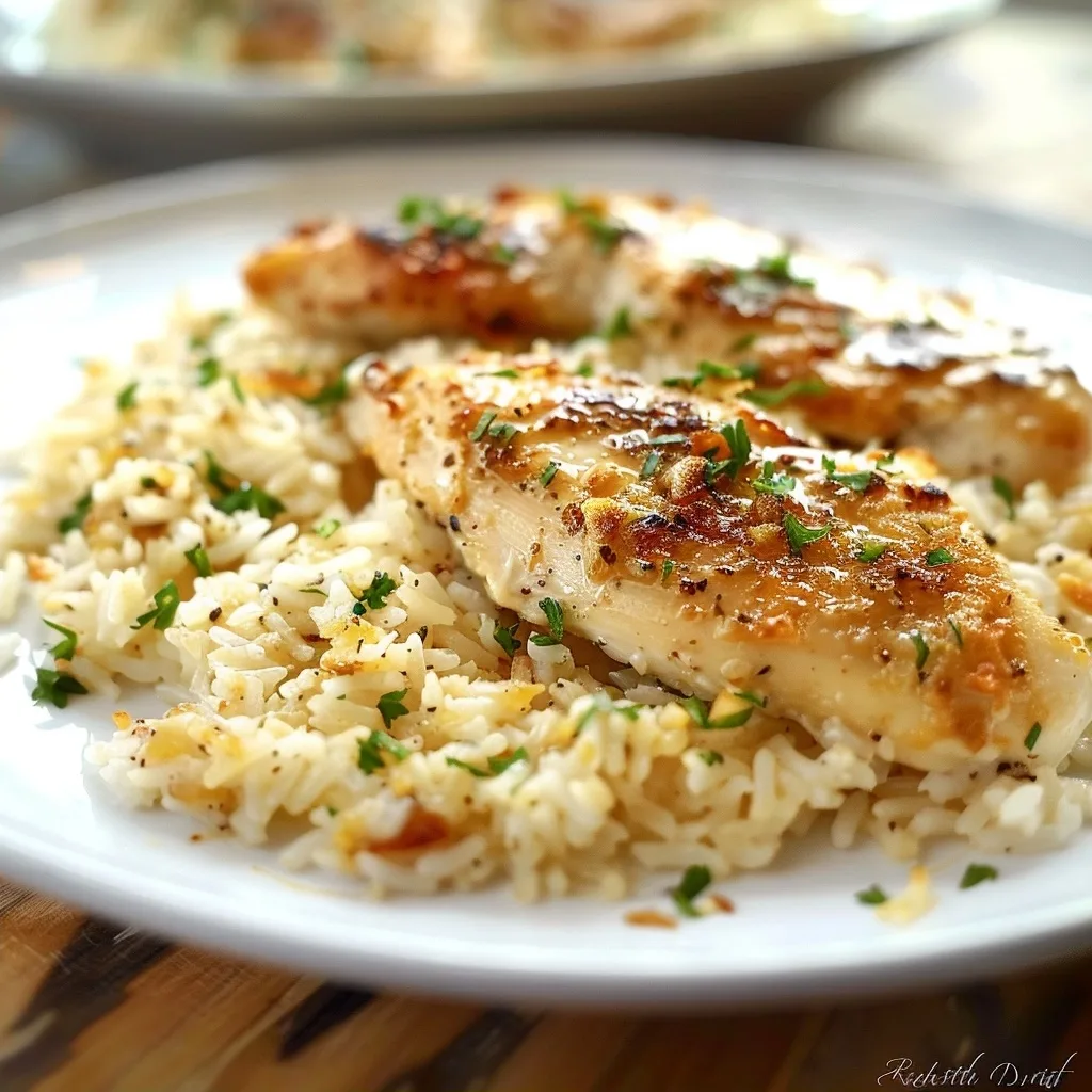 Chicken Scampi with Garlic Parmesan Rice