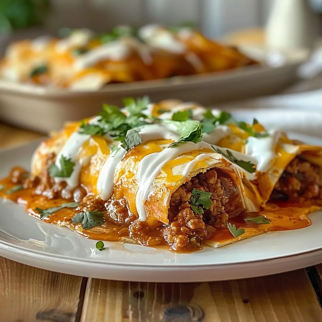 Smothered Ground Beef Burritos Recipe