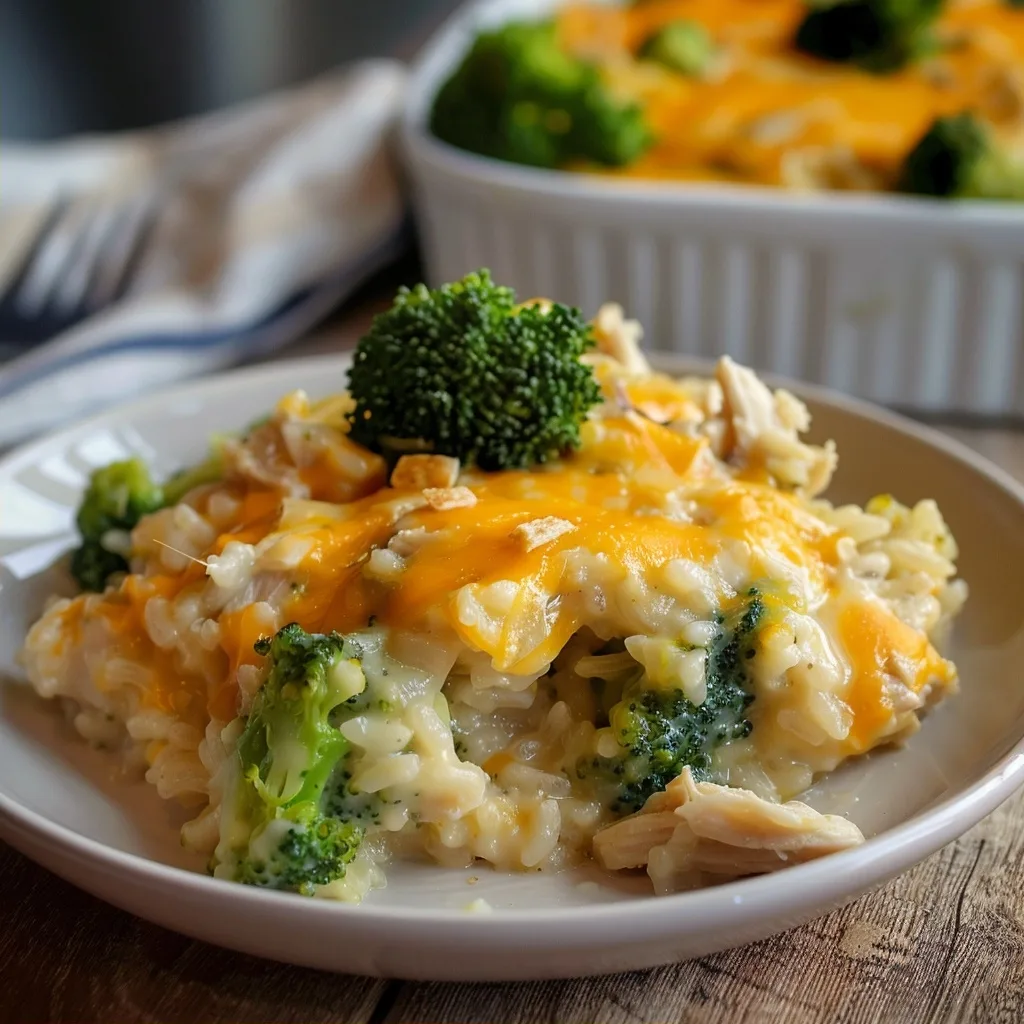 This Cheesy Broccoli Chicken and Rice Casserole is a Classic Comfort Food Favorite