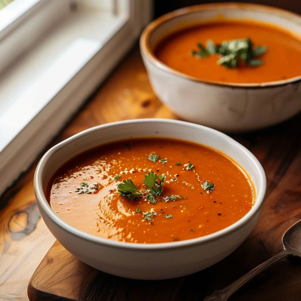 Roasted tomato soup from fresh tomatoes is the best way to enjoy this family favorite