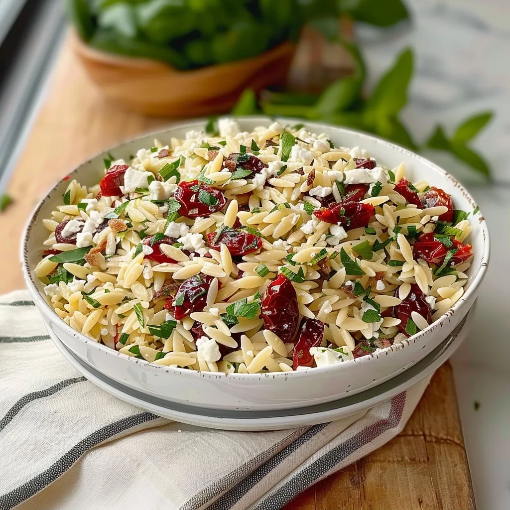 Easy Orzo Pasta Salad With Feta And Sun Dried Tomatoes