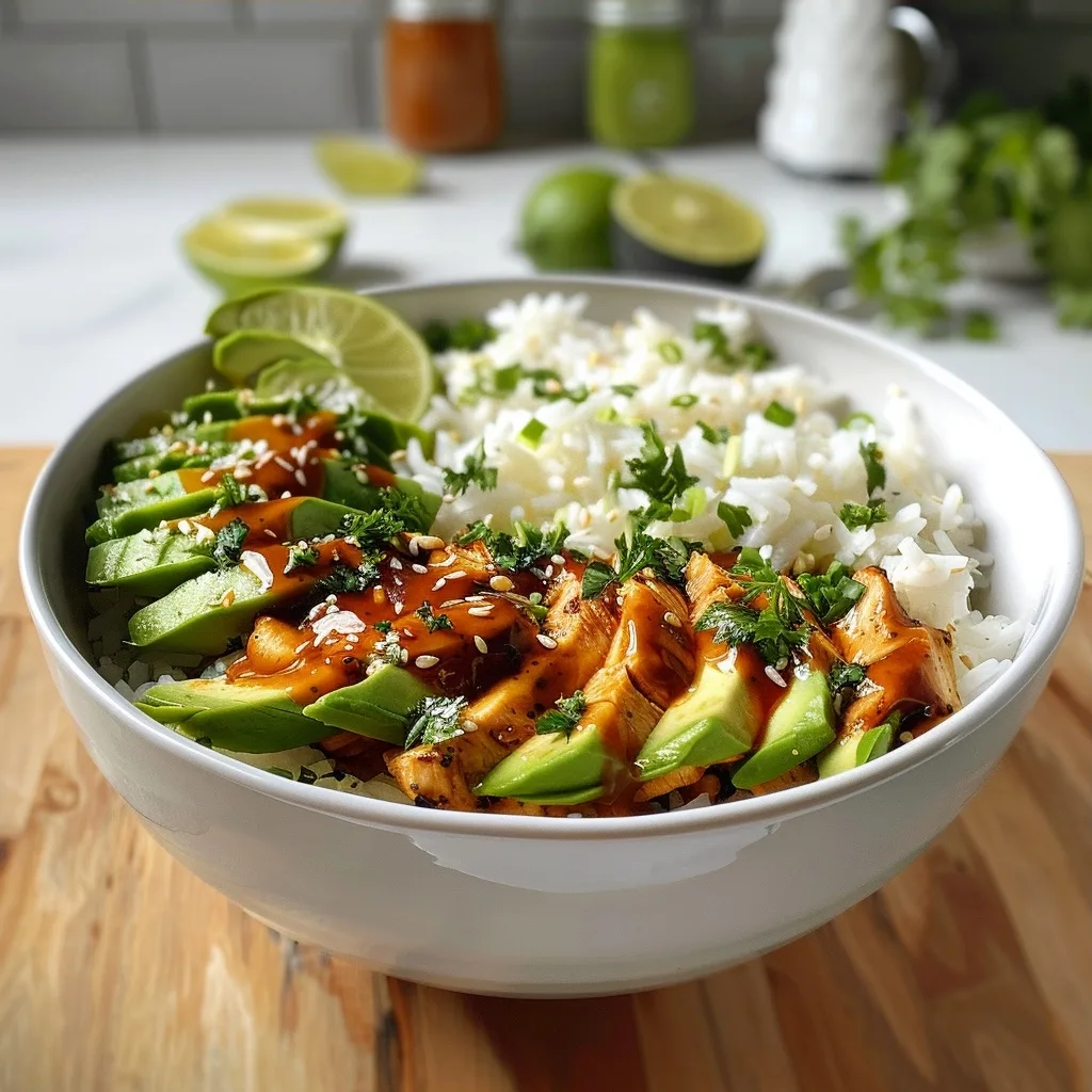 Honey Lime Chicken & Avocado Rice Bowl – High Protein Healthy Dinner Idea